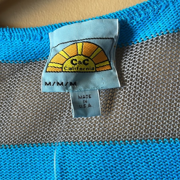 C&C CALIFORNIA bright blue & gray striped sweater tank top SzM NWT - Picture 2 of 6